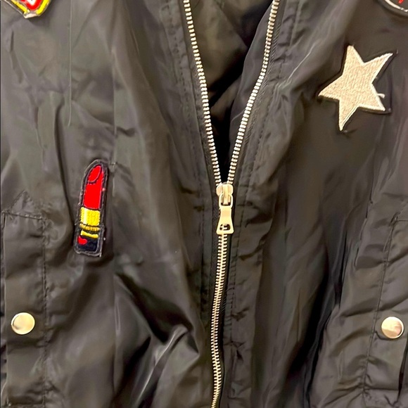 Forever 21 Black Bomber Jacket with Patches - Picture 4 of 9